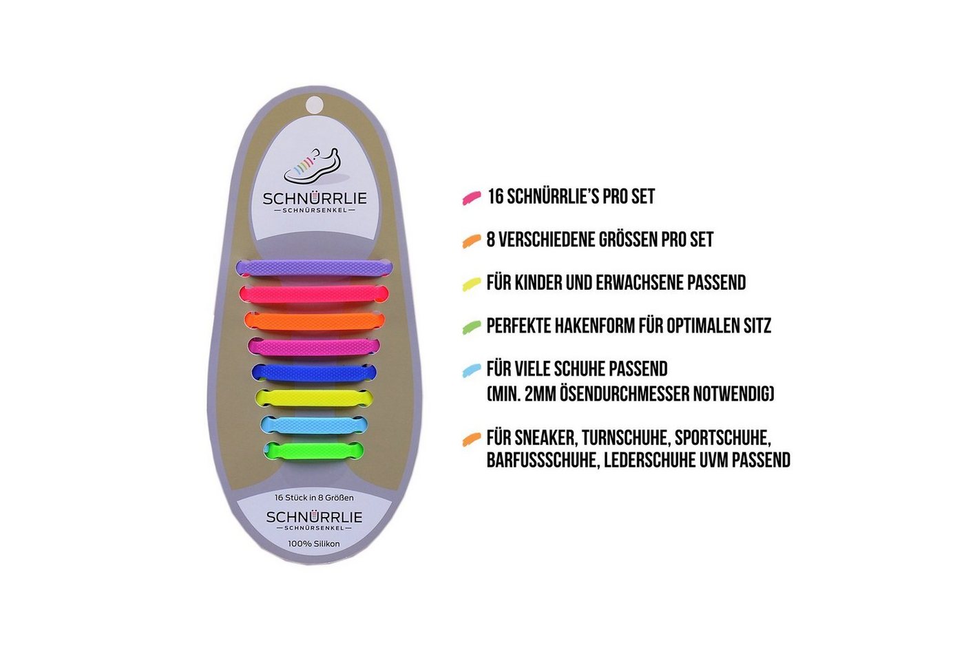 SCHNÜRRLIE Schnürsenkel Silikon Schnürbänder - elastische flache Laces, für Sneaker, Turnschuhe, Sportschuhe uvm – Bild 4 von 5
