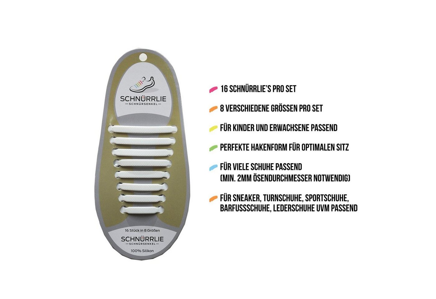 SCHNÜRRLIE Schnürsenkel Silikon Schnürbänder - elastische flache Laces, für Sneaker, Turnschuhe, Sportschuhe uvm – Bild 4 von 5