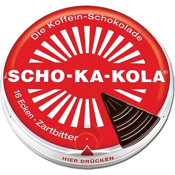 SCHO-KA-KOLA Schokolade, SCHO KA KOLA die Dose mit 16 Ecken Zartbitterschokolade 100g