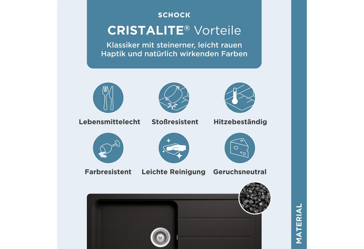 Schock Granitspüle Formhaus, rechteckig, 100/50 cm – Bild 4 von 5