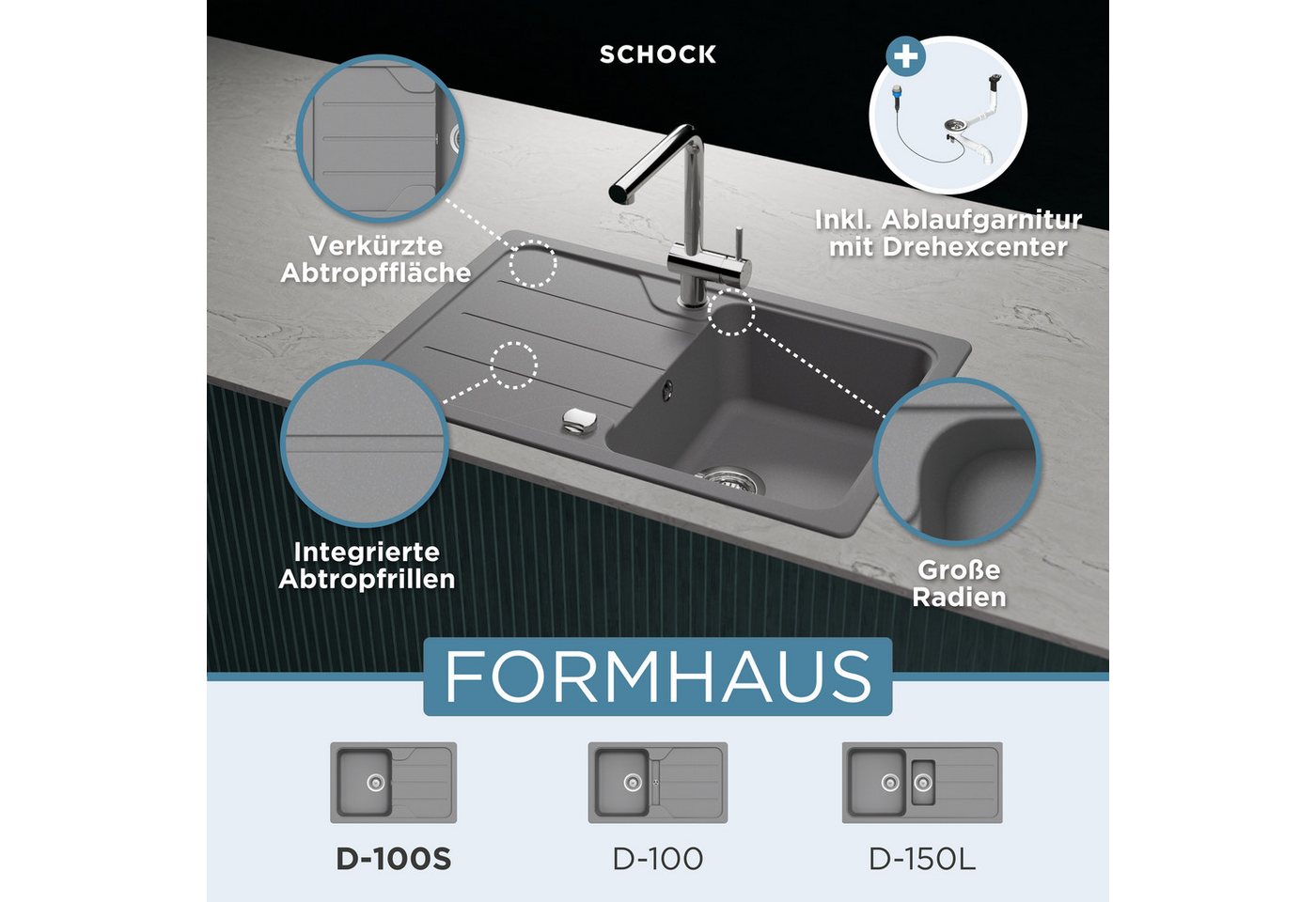 Schock Granitspüle Formhaus Mini, rechteckig, 78/50 cm – Bild 2 von 5