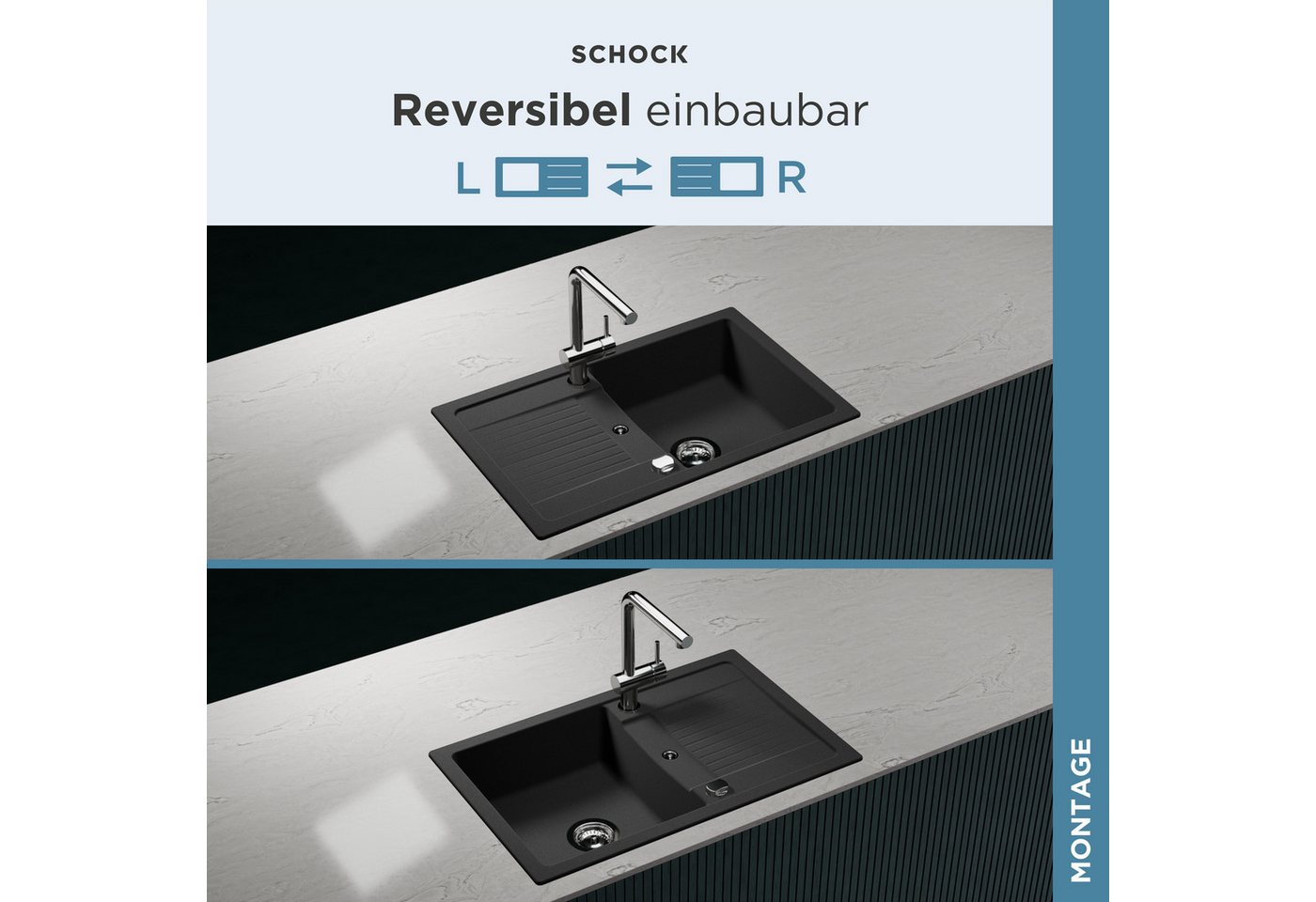 Schock Granitspüle Lima D-100S, eckig, 78/50 cm, 78/50 cm, Auflagespüle – Bild 5 von 5