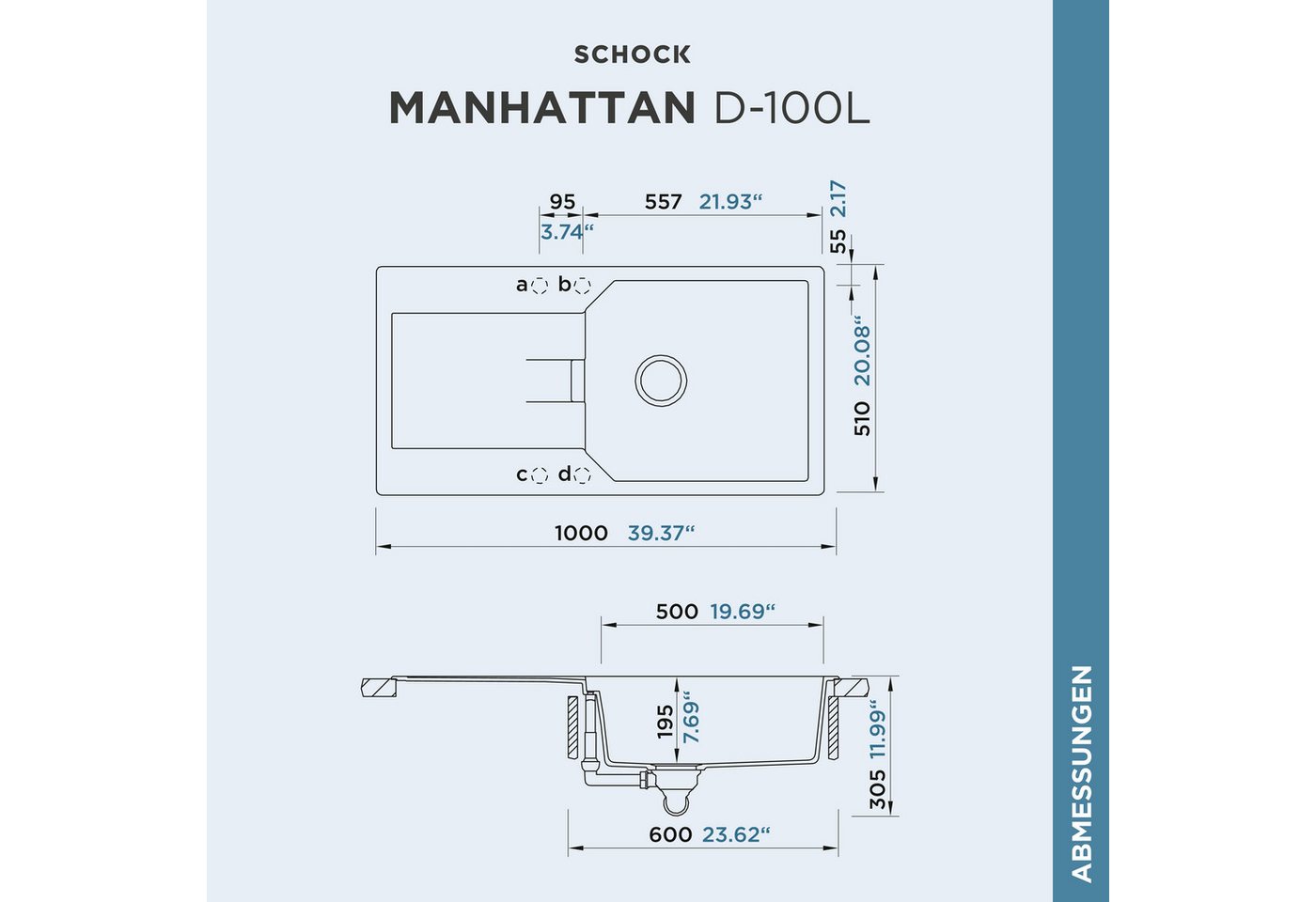 Schock Granitspüle Manhattan D-100L, rechteckig, 100/51 cm – Bild 2 von 5