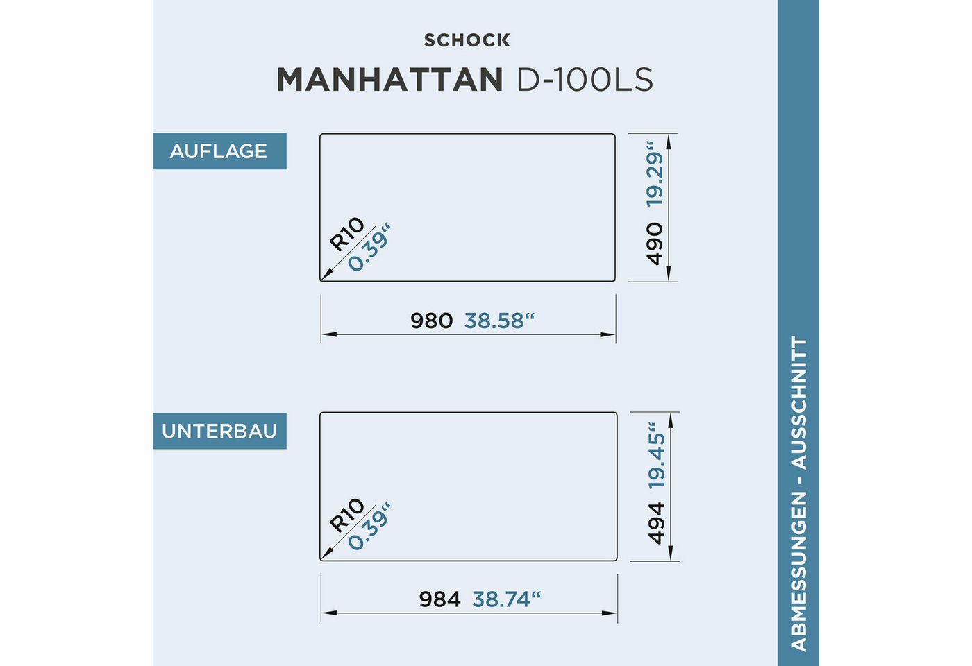 Schock Granitspüle Manhattan D-100L, rechteckig, 100/51 cm – Bild 3 von 5