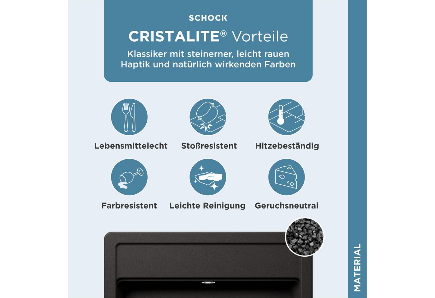 Schock Granitspüle Oslo, rechteckig, 49/51 cm – Bild 3 von 5