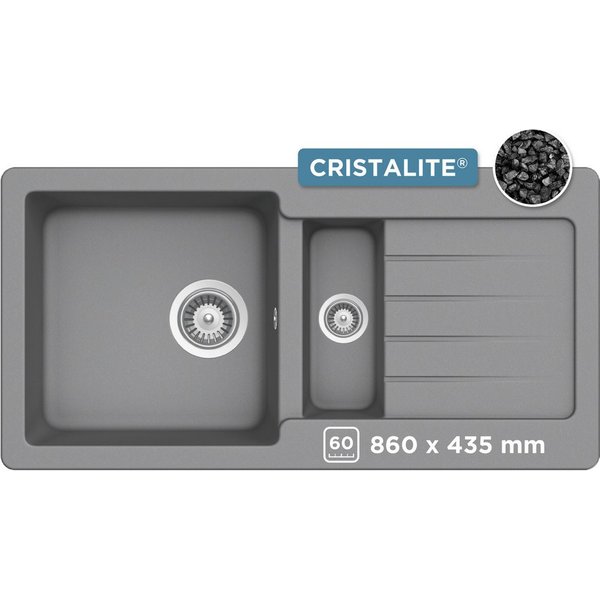 Schock Granitspüle Typos DS, rechteckig, 86/43,5 cm, mit Restebecken