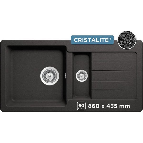 Schock Granitspüle Typos DS, rechteckig, 86/43,5 cm, mit Restebecken
