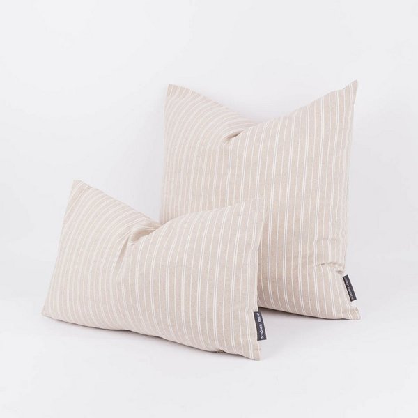 SCHÖNER LEBEN. Dekokissen Kissenhülle Basic Stripe Streifen natur 30x50cm, made in Germany,handmade,pflegeleicht