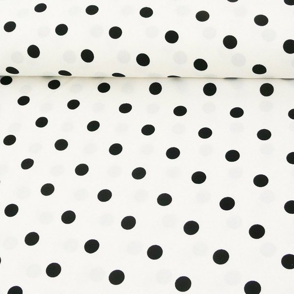SCHÖNER LEBEN. Stoff Polyester Meterware Punkte weiß schwarz 150cm, 100 % Polyester