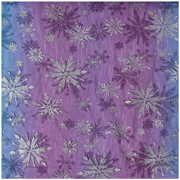 SCHÖNER LEBEN. Stoff Tüllstoff Meterware Farbverlauf Glitzerkristalle pink blau 155cm, mit Metallic-Effekt