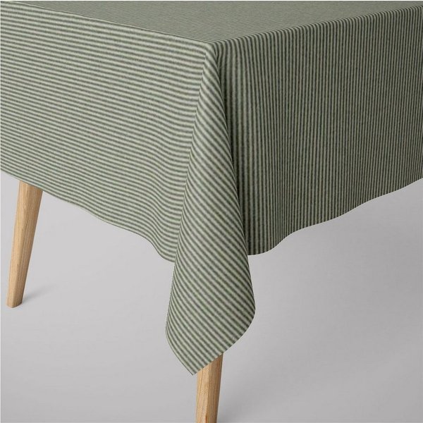 SCHÖNER LEBEN. Tischdecke Dobby Streifen grün beige div. Größen, made in Germany,handmade,pflegeleicht