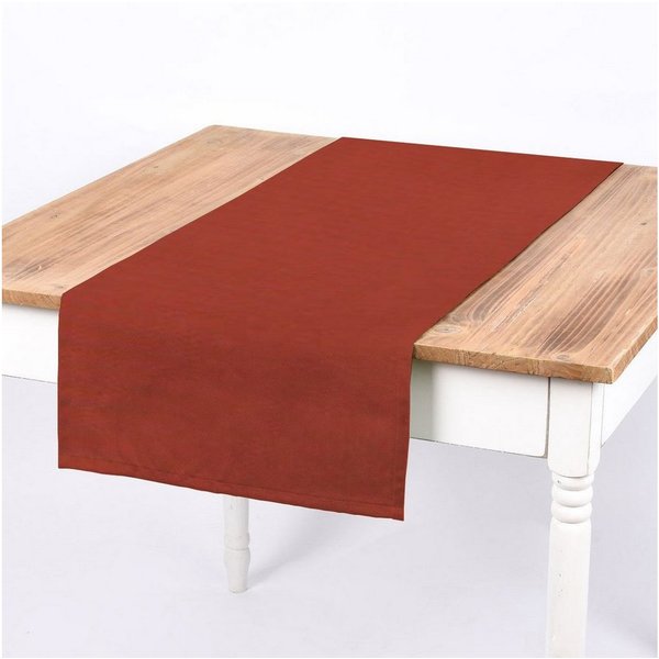 SCHÖNER LEBEN. Tischläufer Tischläufer aus Canvas einfarbig terrakotta 40x160cm, made in Germany,handmade,pflegeleicht