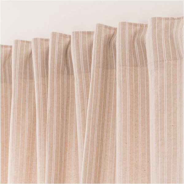 SCHÖNER LEBEN. Vorhang Gardine Basic Stripe Streifen natur weiß 245cm, Smokband, blickdicht, Baumwolle, made in Germany,handmade,vorgewaschen,pflegeleicht