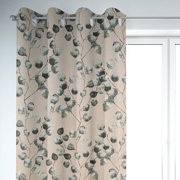 SCHÖNER LEBEN. Vorhang Gardine Eukalyptus Leaves Eukalyptusblätter natur grü, Ösen, blickdicht, Kunstfaser, made in Germany,handmade,vorgewaschen