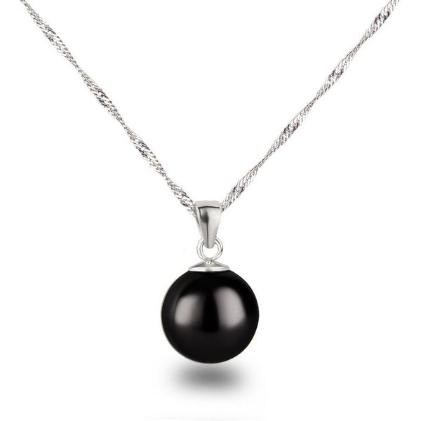 Schöner-SD Kette mit Anhänger 12mm Perle Silberkette mit Perlenanhänger groß (inkl. Schmuckbox), 925 Silber