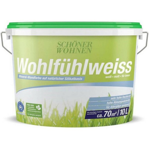 SCHÖNER WOHNEN FARBE Wand- und Deckenfarbe 237924, hoher Weißheitsgrad, Mineralisch, Lösemittelfrei