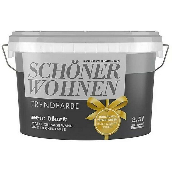 SCHÖNER WOHNEN FARBE Wand- und Deckenfarbe New black, Tropf- und spritzgehemmt, Lösemittelfrei