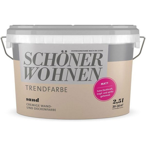 SCHÖNER WOHNEN FARBE Wand- und Deckenfarbe Sand, Tropf- und spritzgehemmt, Lösemittelfrei