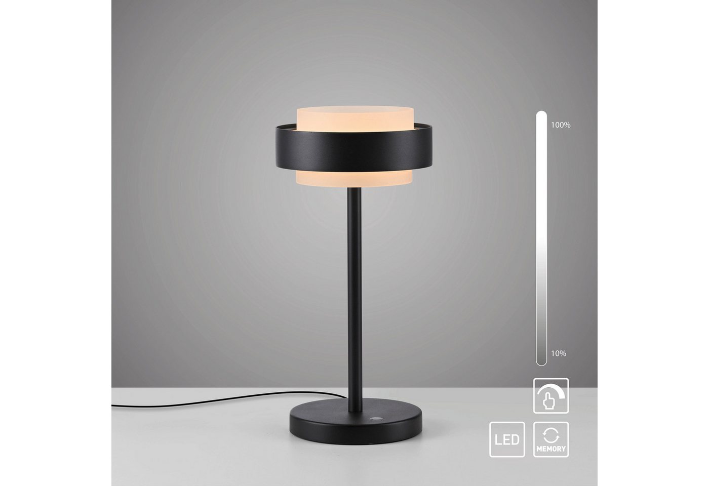 SCHÖNER WOHNEN-Kollektion LED Tischleuchte ELMO, Memoryfunktion, LED fest integriert, Warmweiß, SCHÖNER WOHNEN Kollektion, Touchdimmer, Memoryfunktion – Bild 4 von 5