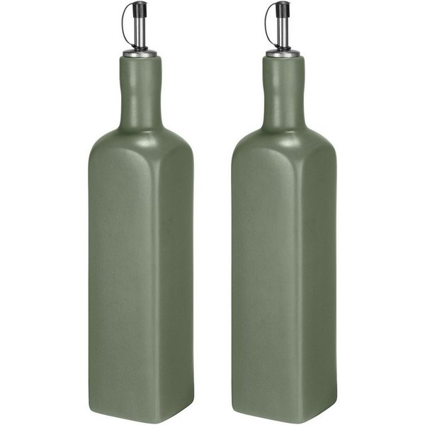 SCHÖNER WOHNEN-Kollektion Ölspender OLIVIA, (Set, 2-tlg), Öl- & Essigspender, Ölkaraffe aus Keramik, Edelstahl-Ausgießer, 600 ml