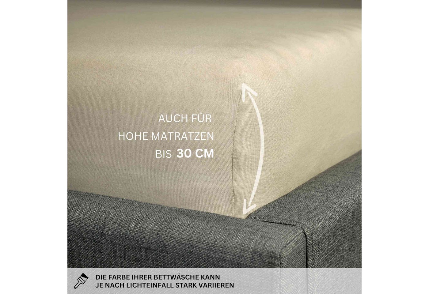 SCHÖNER WOHNEN-Kollektion Spannbettlaken BASIC Spannbettlaken, Mischgewebe, Gummizug: rundum, (2 Stück), 100 x 200 cm - 2er Set in Beige – Bild 5 von 5