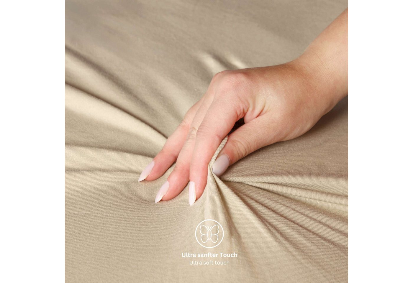 SCHÖNER WOHNEN-Kollektion Spannbettlaken BASIC Spannbettlaken, Mischgewebe, Gummizug: rundum, (1 Stück), 100 x 200 cm in Beige – Bild 2 von 5