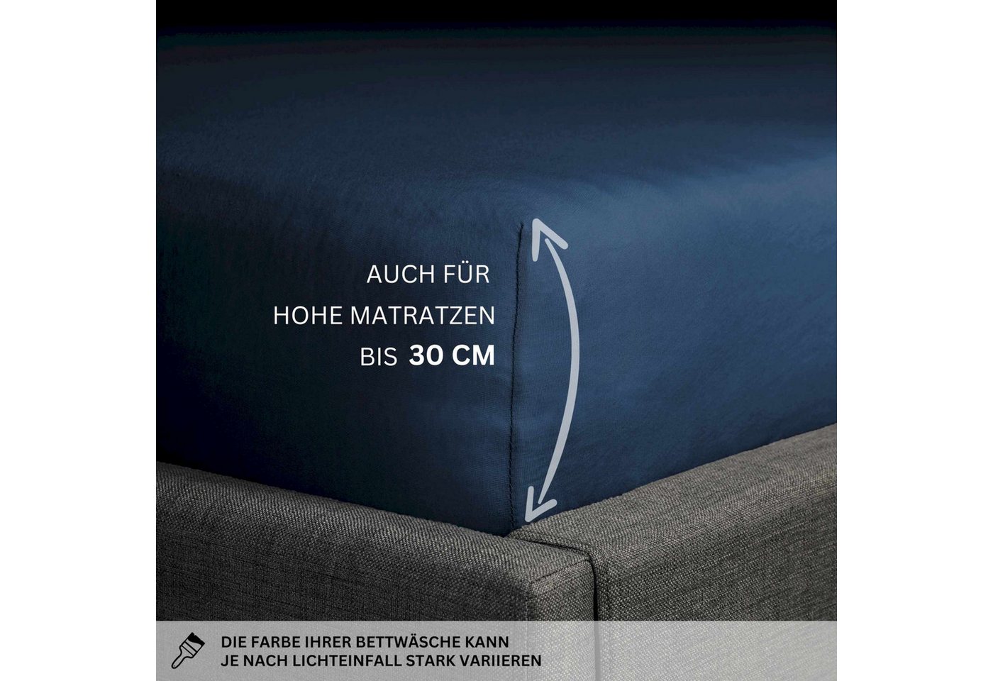 SCHÖNER WOHNEN-Kollektion Spannbettlaken BASIC Spannbettlaken, Mischgewebe, Gummizug: rundum, (1 Stück), 100 x 200 cm in Blau – Bild 3 von 5
