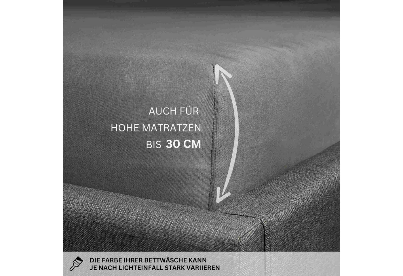 SCHÖNER WOHNEN-Kollektion Spannbettlaken BASIC Spannbettlaken, Mischgewebe, Gummizug: rundum, (1 Stück), 100 x 200 cm in Grau – Bild 5 von 5