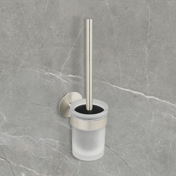 SCHÖNER WOHNEN-Kollektion WC-Garnitur »Meleto«, WC-Bürstenhalter aus Edelstahl mit Glaseinsatz, zum Kleben oder Bohren