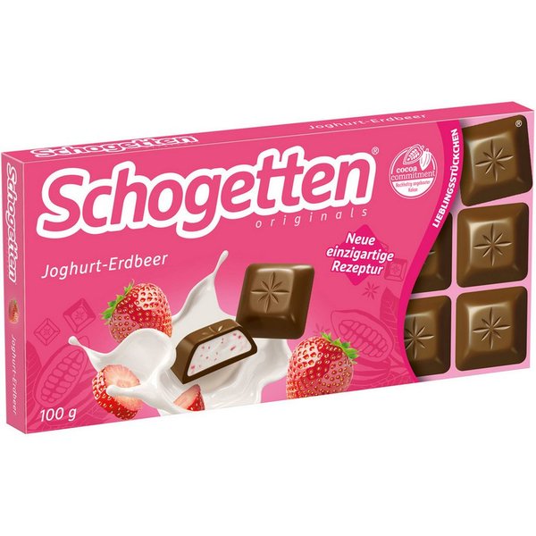 Schogetten Schokolade, Schogetten Joghurt Erdbeer Alpenvollmilch Schokoladen Stücke 100g