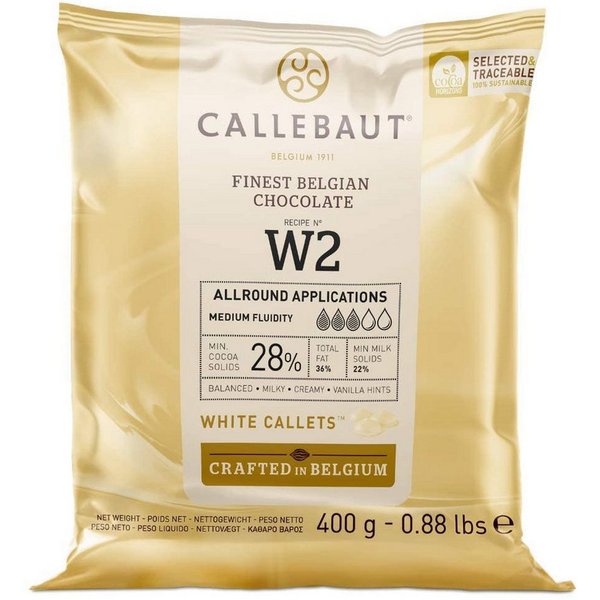 Callebaut Schokolade CALLEBAUT, Receipe No. W2 - Kuvertüre Callets, Weiße Schokolade, 1 x