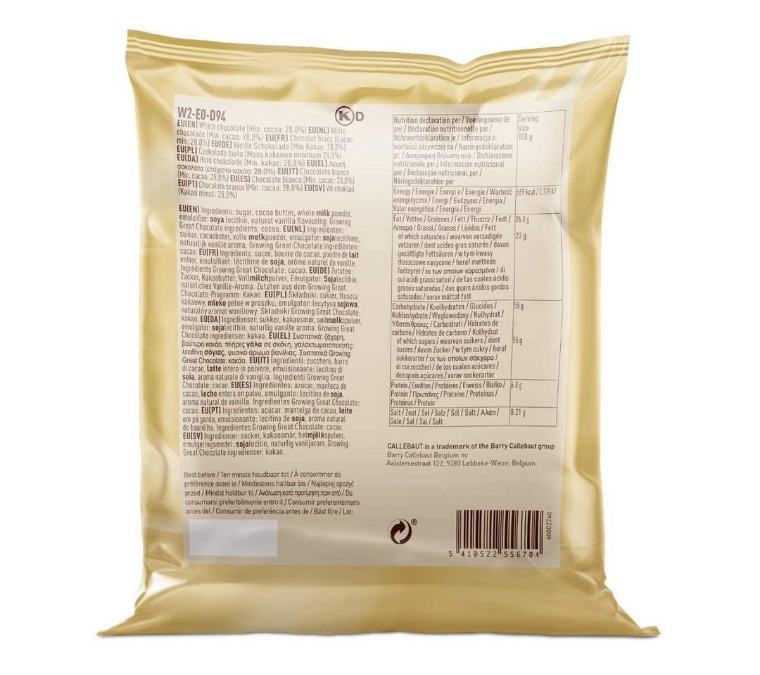 Callebaut Schokolade CALLEBAUT, Receipe No. W2 - Kuvertüre Callets, Weiße Schokolade, 1 x – Bild 2 von 5