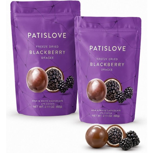 PATISLOVE Schokolade Patislove Brombeer Dragee – Gefriergetrocknet in Schweizer Schokolade, 60 g, Gefriergetrocknet, Mit echter Schweizer Schokolade