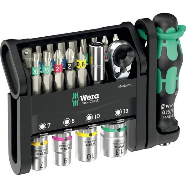 Wera Schraubendreher Wera Tool-Check Modular 1, 21-teilig, (Set), Magnetischer Bithalter, Adapter 870/1, Bitaufnahme 1/4"