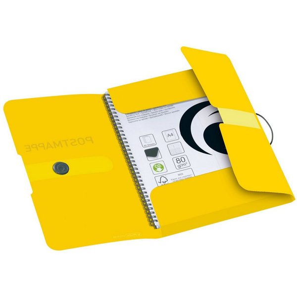 Herlitz Schreibmappe Herlitz Gummizugmappe PP A4 POSTMAPPE transparent gelb