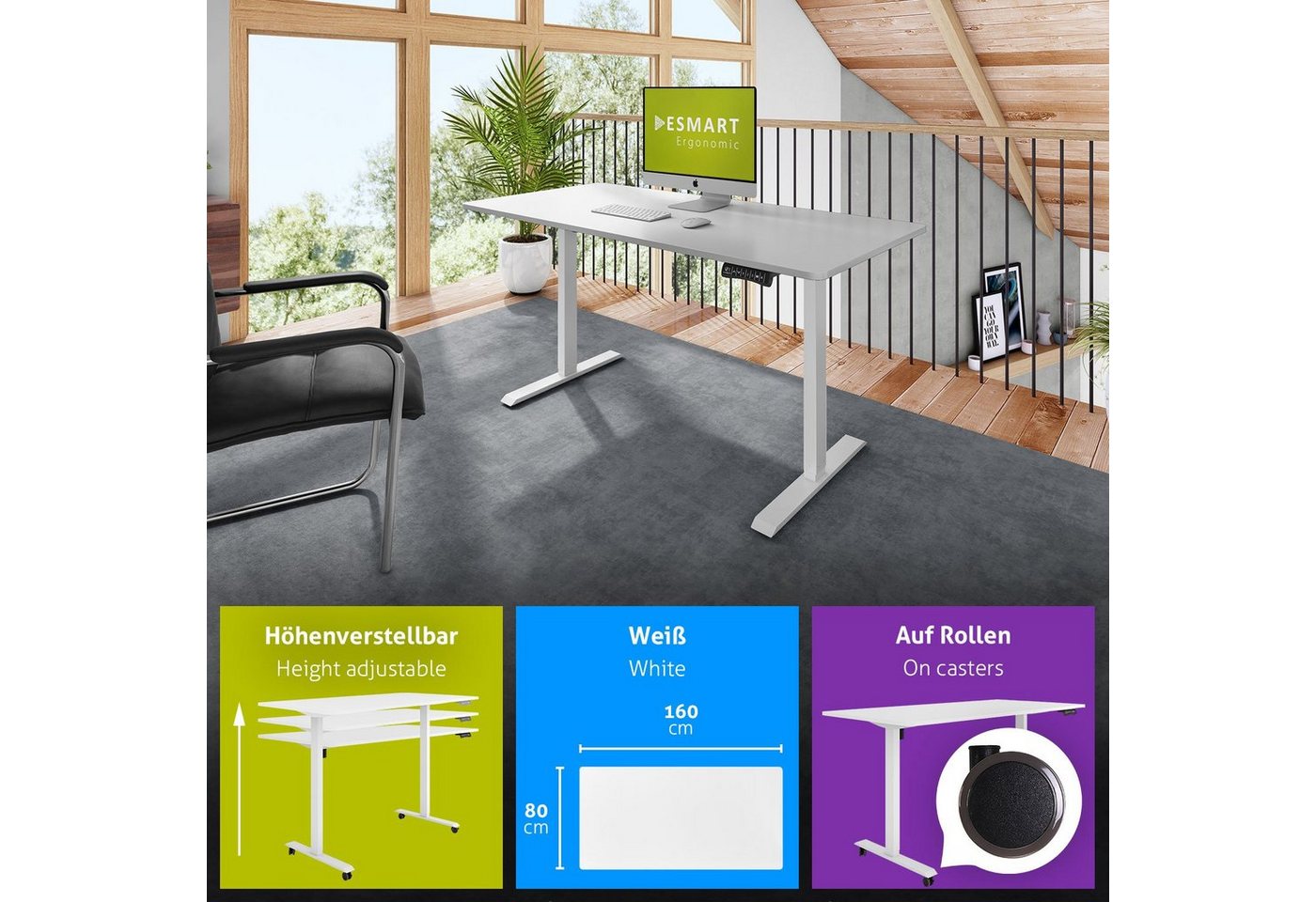 ESMART Schreibtisch ESMART Germany, ETX-121 Elektrisch höhenverstellbarer Schreibtisch – Bild 2 von 5