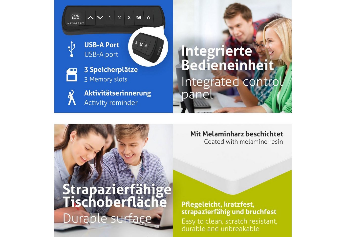 ESMART Schreibtisch ESMART Germany, ETX-121 Elektrisch höhenverstellbarer Schreibtisch – Bild 5 von 5