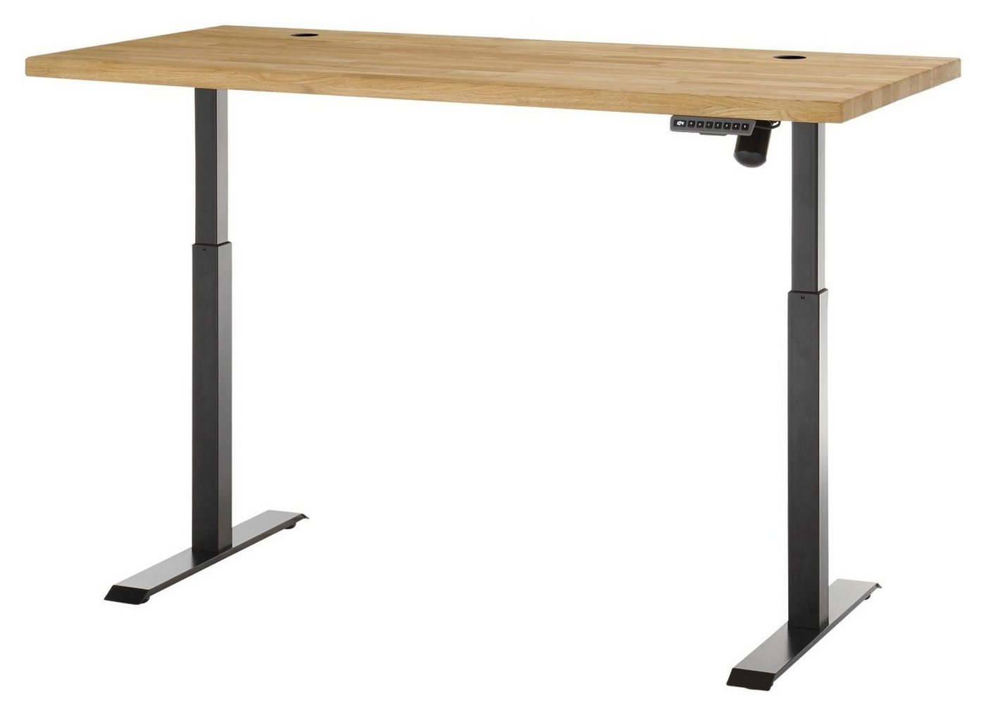 Schreibtisch TOULOUSE, Braun, Eichenholz, Schwarz, Metallgestell, B 160 cm x H 72 cm, elektrisch höhenverstellbar – Bild 4 von 5