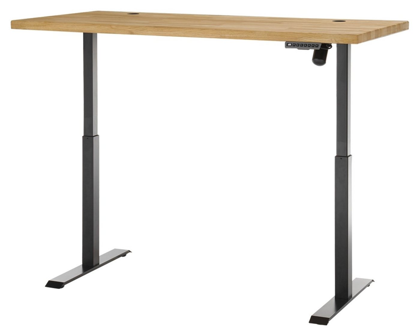Schreibtisch TOULOUSE, Braun, Eichenholz, Schwarz, Metallgestell, B 160 cm x H 72 cm, elektrisch höhenverstellbar – Bild 5 von 5