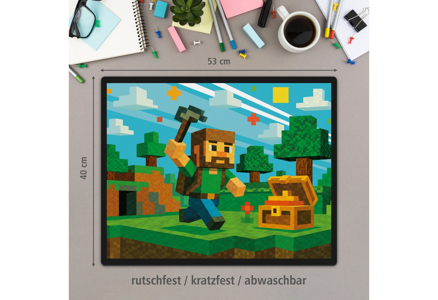 itenga Schreibtischunterlage ITENGA Papierkorb Schreibtischunterlage Set - ca. 11 Liter - BLOCKGAME – Bild 2 von 5