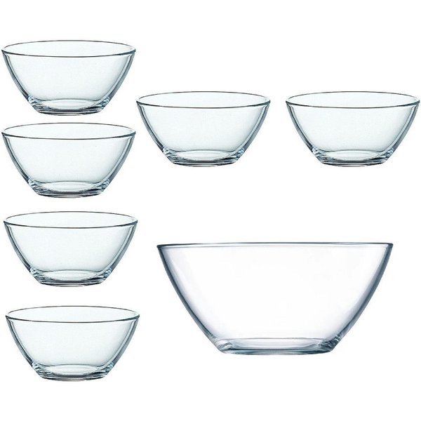 Luminarc Schüssel Luminarc Cosmos Schüssel 23 cm+ Schale 12 cm Set 7 tlg, Glas, (Spar-Set)