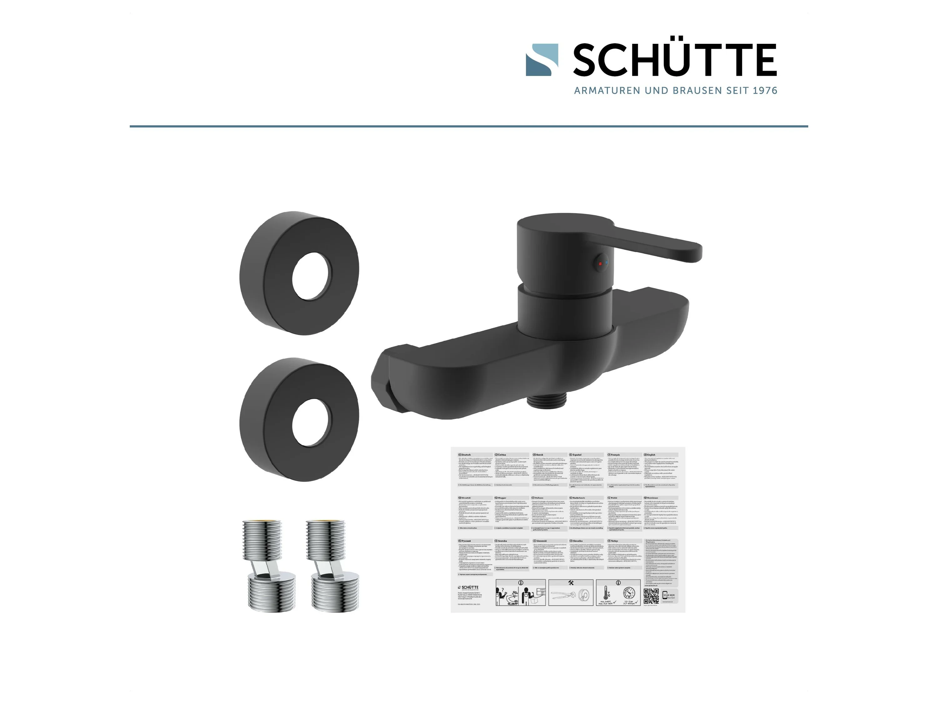 Schütte Duscharmatur DENVER Wasserhahn Bad, Mischbatterie Dusche in Bad Schwarz matt – Bild 2 von 4