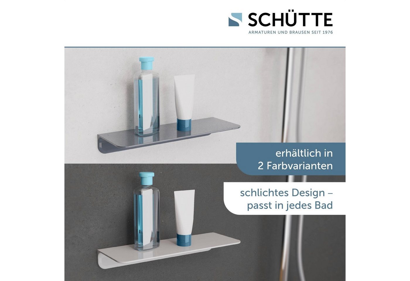 Schütte Duschregal, ohne Bohren, Bad Regal für Badezimmer in Weiß oder Anthrazit – Bild 2 von 5
