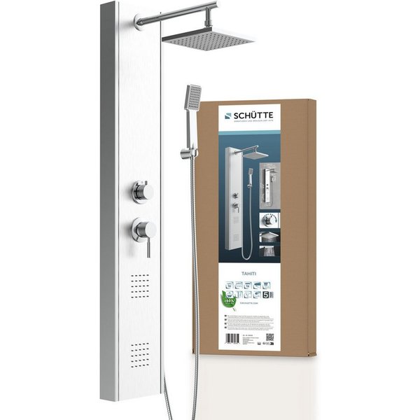 Schütte Duschsäule TAHITI, Höhe 125 cm, 2 Massage-Düsen, Antikalk-Noppen, Edelstahl, Wellness-Kopfbrause