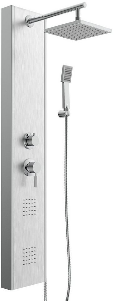 Schütte Duschsäule TAHITI, Höhe 125 cm, 2 Massage-Düsen, Antikalk-Noppen, Edelstahl, Wellness-Kopfbrause – Bild 2 von 5