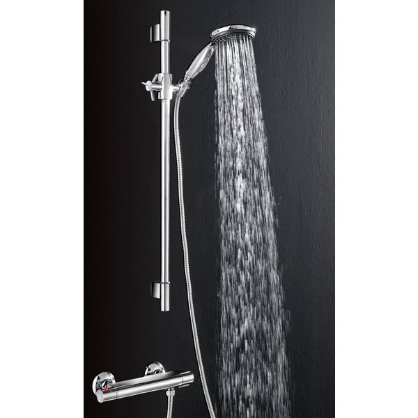 Schütte Duschsystem Aquasave, Höhe 60 cm, 5 Strahlart(en), Set, Duschsystem mit Thermostat, Duschkopf mit Schlauch und Halterung