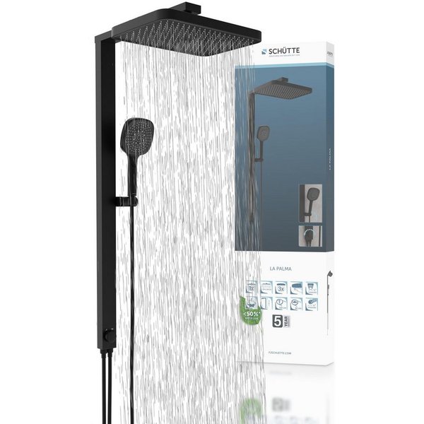 Schütte Duschsystem LA PALMA, Höhe 105 cm, 3 Strahlart(en), Komplett-Set, Regendusche, mit Antikalk-Beschichtung, wassersparend