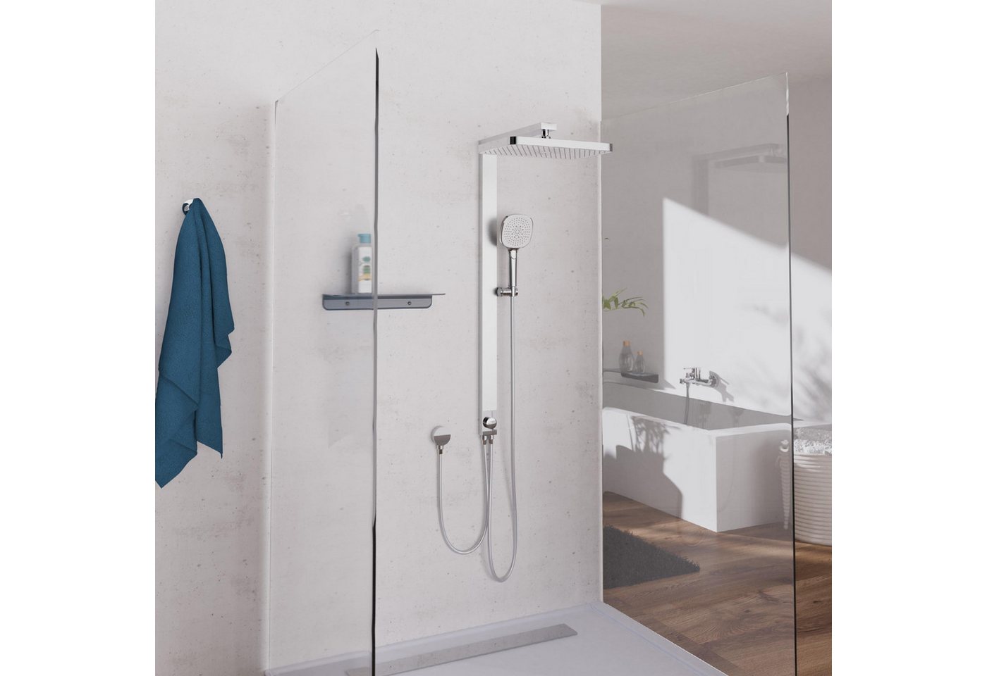Schütte Duschsystem LA PALMA, Höhe 105 cm, 3 Strahlart(en), Komplett-Set, Regendusche, mit Antikalk-Beschichtung, wassersparend – Bild 2 von 5