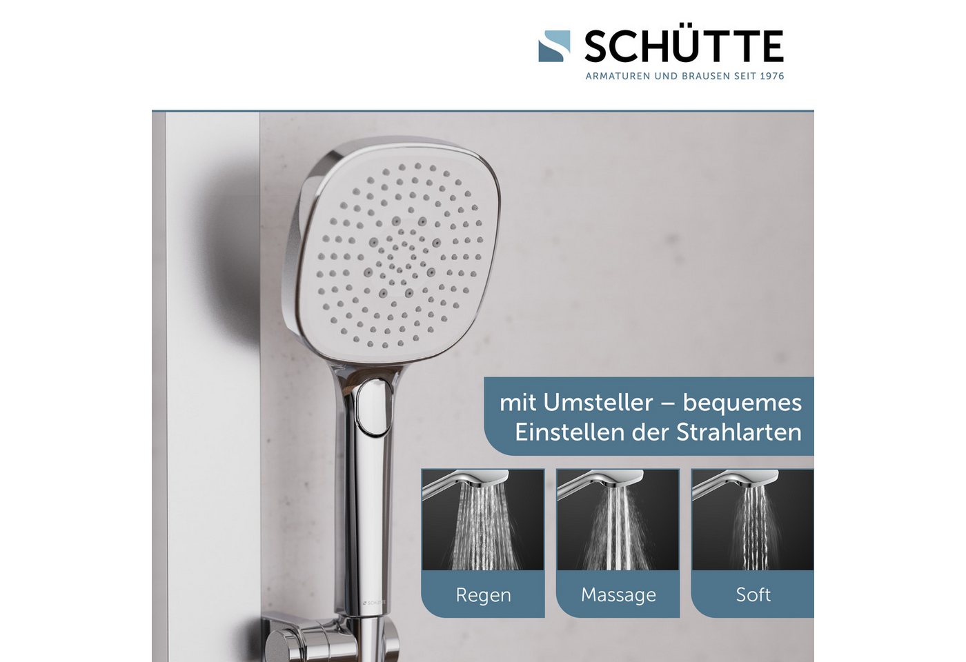 Schütte Duschsystem LA PALMA, Höhe 105 cm, 3 Strahlart(en), Komplett-Set, Regendusche, mit Antikalk-Beschichtung, wassersparend – Bild 5 von 5
