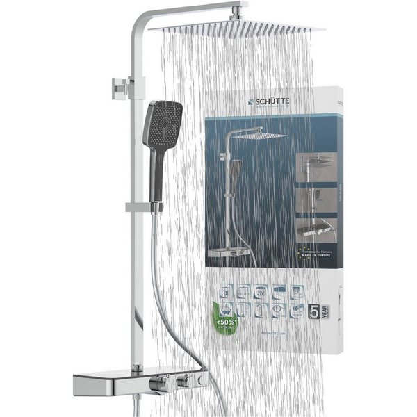 Schütte Duschsystem OCEAN, Höhe 120 cm, 3 Strahlart(en), Sicherheitssperre, höhenverstellb., inkl. Glasablage, Antikalk